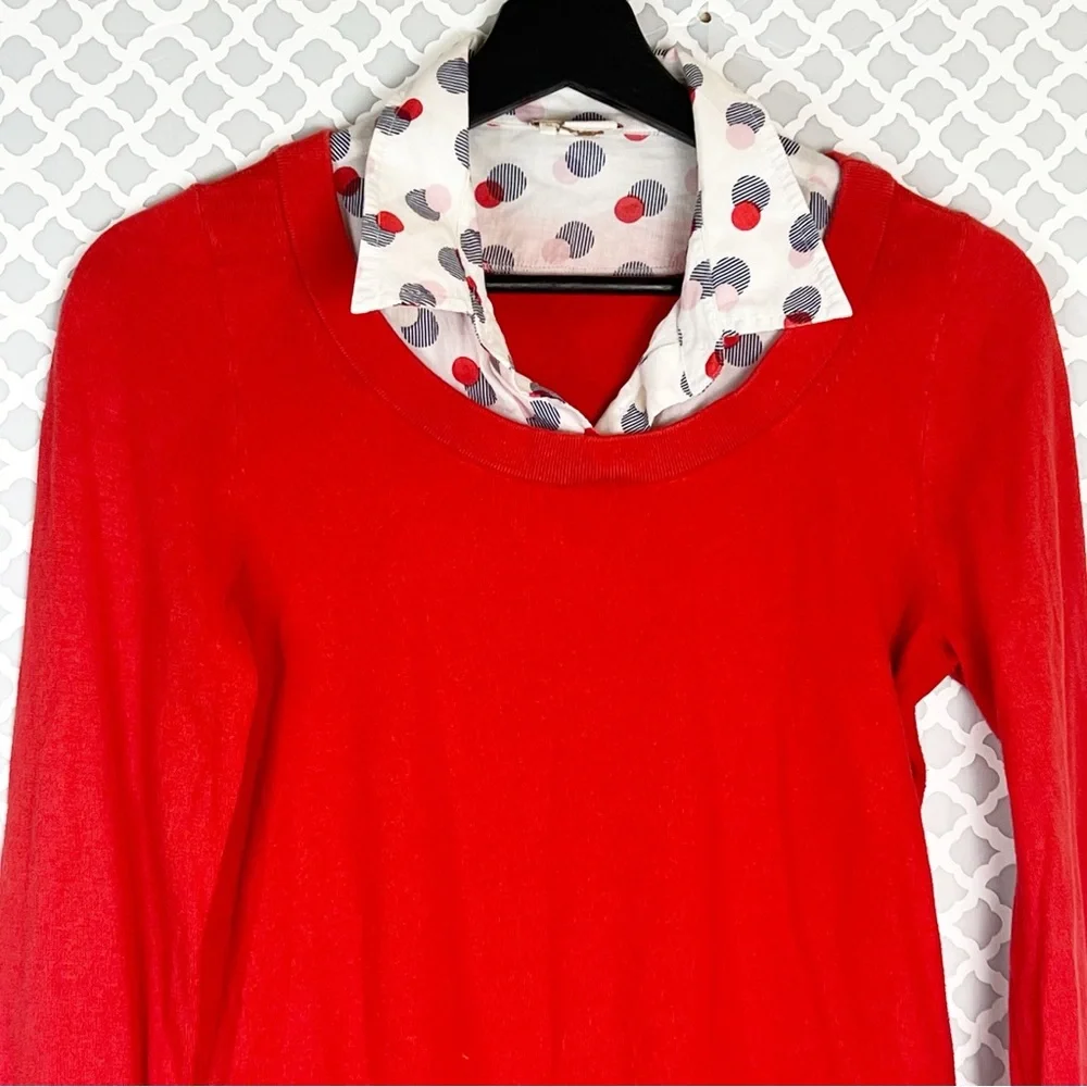 EUC Kate Spade Yardley Red Polka Dot Layered Shirt Sweater